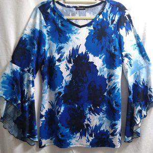 Cocomo Blue Floral Print Top Sz  M
